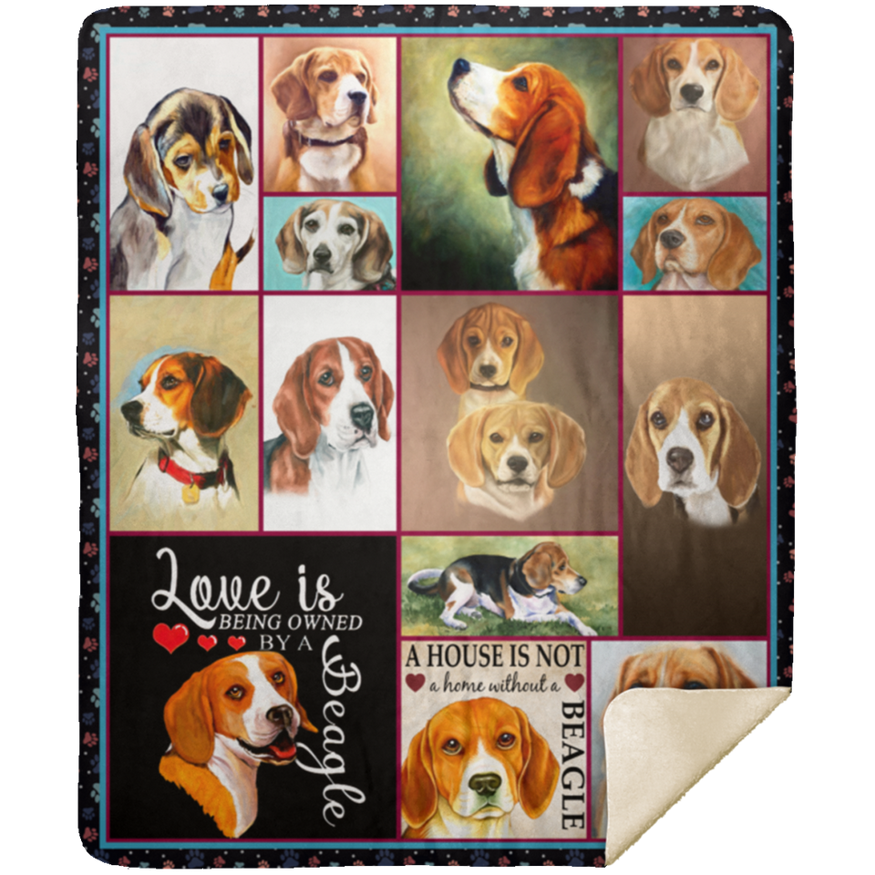 Beagle Blanket, Love Is Being Owned By A Beagle Fleece, Sherpa Blanket MSHM Premium Mink Sherpa Blanket 50x60