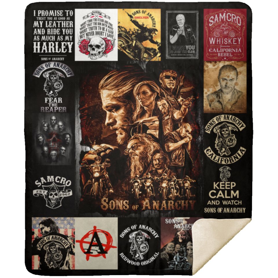 Sons Of Anarchy Fleece, Sherpa Blanket, Sons of Anarchy TV Series Blanket - MSHM Premium Mink Sherpa Blanket 50x60
