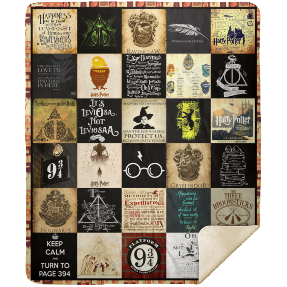 Harry Potter Blanket Hogwarts School Quilt Harry Potter For Fans Fleece Sherpa MSHM Premium Mink Sherpa Blanket 50x60