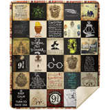 Harry Potter Blanket Hogwarts School Quilt Harry Potter For Fans Fleece Sherpa MSHM Premium Mink Sherpa Blanket 50x60