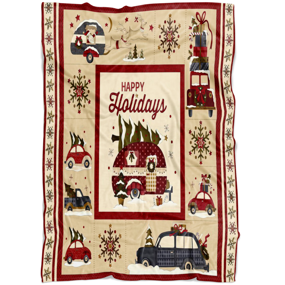Winter Holiday Campers Christmas Blanket