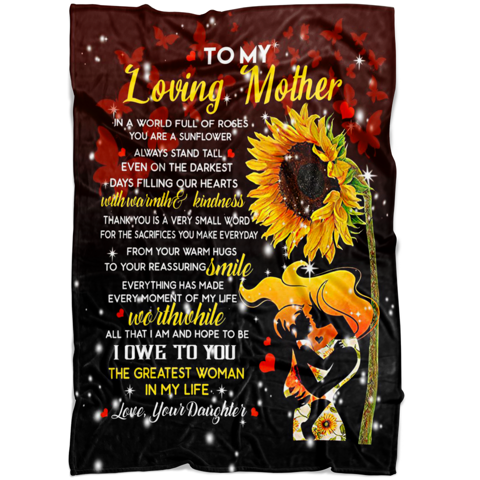 to My Love Mother from Daughter Sherpa Fleece Blanket Birthday Present Sunflower (X-Large 80 X 60 INCH)