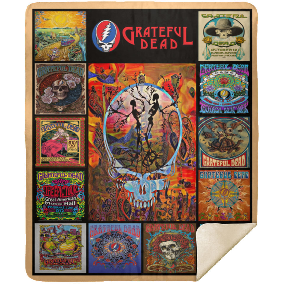 Grateful Dead Blanket, Grateful Dead Quilt, Fleece Sherpa Blanket Halloween V1 - MSHM Premium Mink Sherpa Blanket 50x60