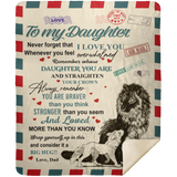 To My Daughter Air Mail Blanket Love Dad Quilt Fleece Sherpa Wolf Blanket - MSHM Premium Mink Sherpa Blanket 50x60