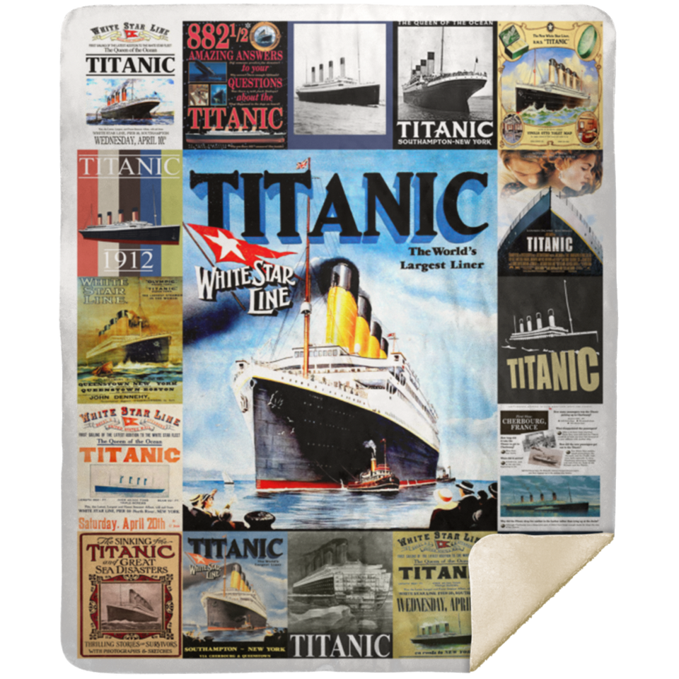 Titanic Blanket Titanic - White Star Line Quilt Fleece Blanket - MSHM Premium Mink Sherpa Blanket 50x60