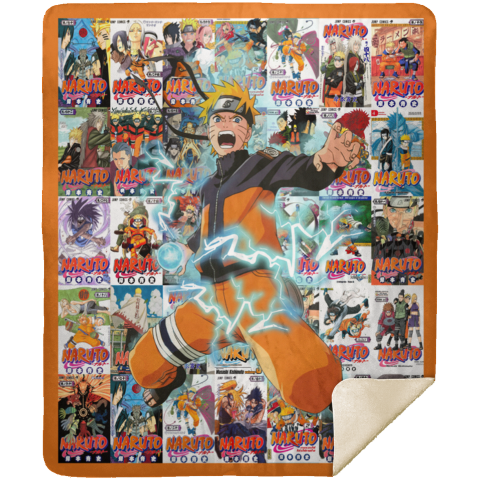 Naruto Manga Blanket, Naruto Anime Fleece, Sherpa Blanket - MSHM Premium Mink Sherpa Blanket 50x60