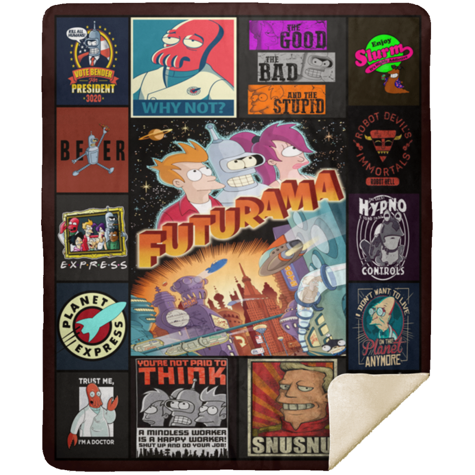 Futurama Blanket, Futurama Fleece, Sherpa Blanket - MSHM Premium Mink Sherpa Blanket 50x60