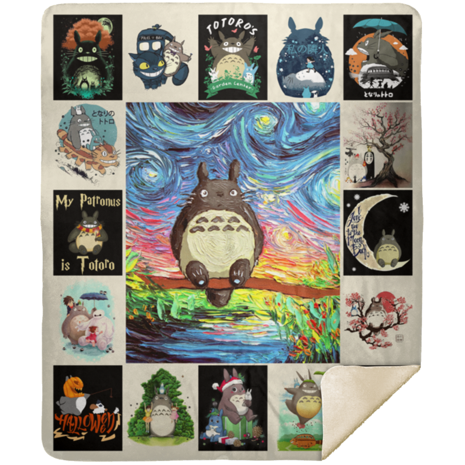 Totoro Blanket Totoro Lover Quilt Fleece Sherpa Throw Blanket - MSHM Premium Mink Sherpa Blanket 50x60