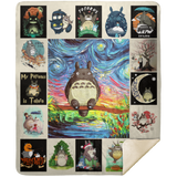 Totoro Blanket Totoro Lover Quilt Fleece Sherpa Throw Blanket - MSHM Premium Mink Sherpa Blanket 50x60