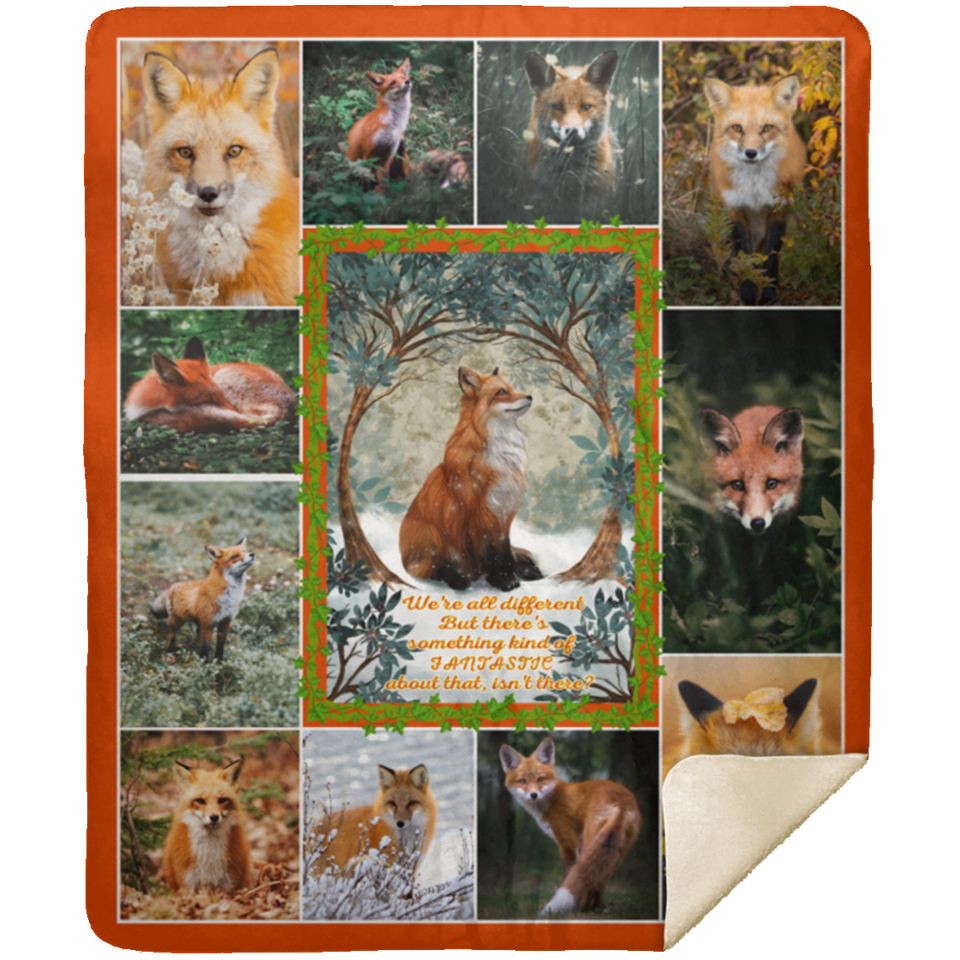 Love Fox Blanket Nature Love Red Foxes Quilt Fleece Sherpa Warm and Soft - MSHM Premium Mink Sherpa Blanket 50x60
