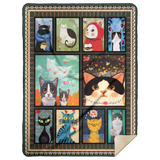 Cat Love Story Blanket, Cats Lover Quilt, Fleece, Sherpa Blanket Warm and Soft MSHL Premium Mink Sherpa Blanket 60x80
