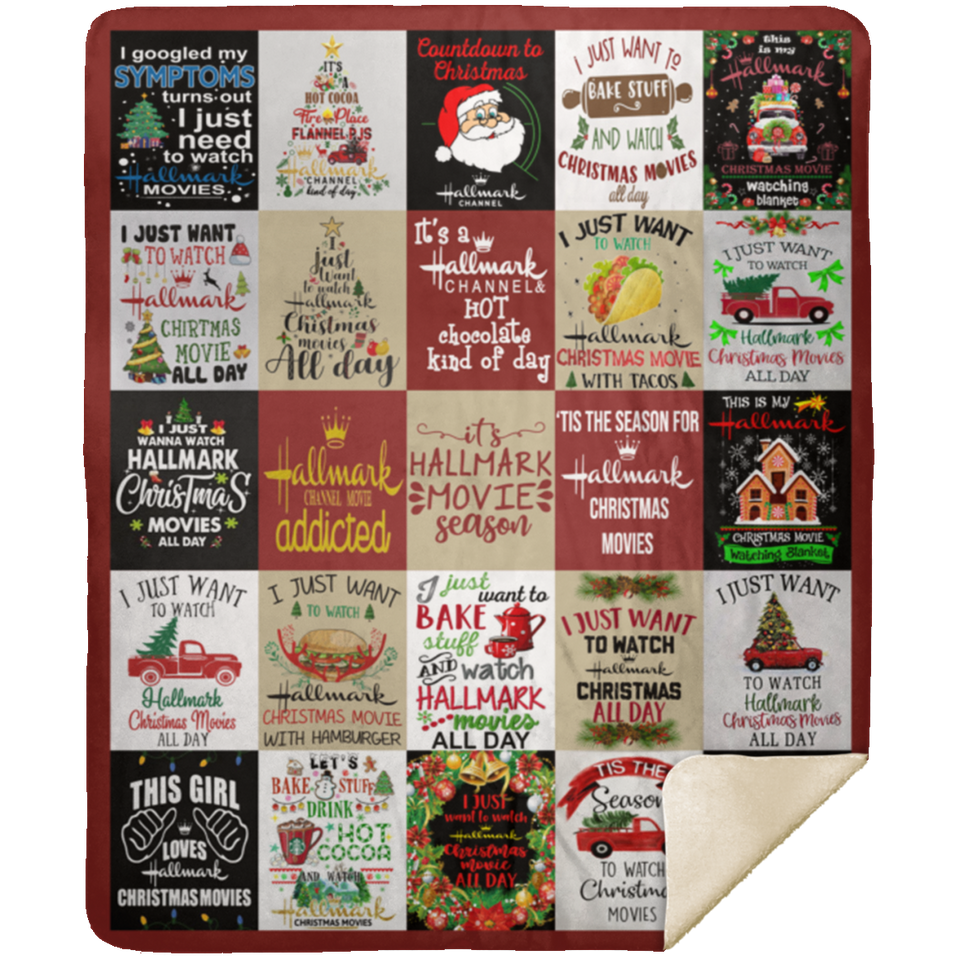 Hallmark Movie Quilt Fleece Sherpa Throw Blanket for Bedroom Living Room Sofa - MSHM Premium Mink Sherpa Blanket 50x60
