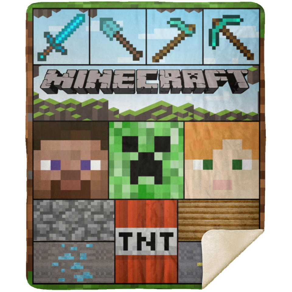 Minecraft 1 Blanket Quilt Supersoft Fleece Sherpa for Bedroom Living Room MSHM Premium Mink Sherpa Blanket 50x60