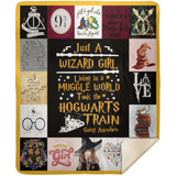 Harry Potter - Just a Wizard girl Blanket, Harry Potter Fleece, Sherpa Blanket MSHM Premium Mink Sherpa Blanket 50x60
