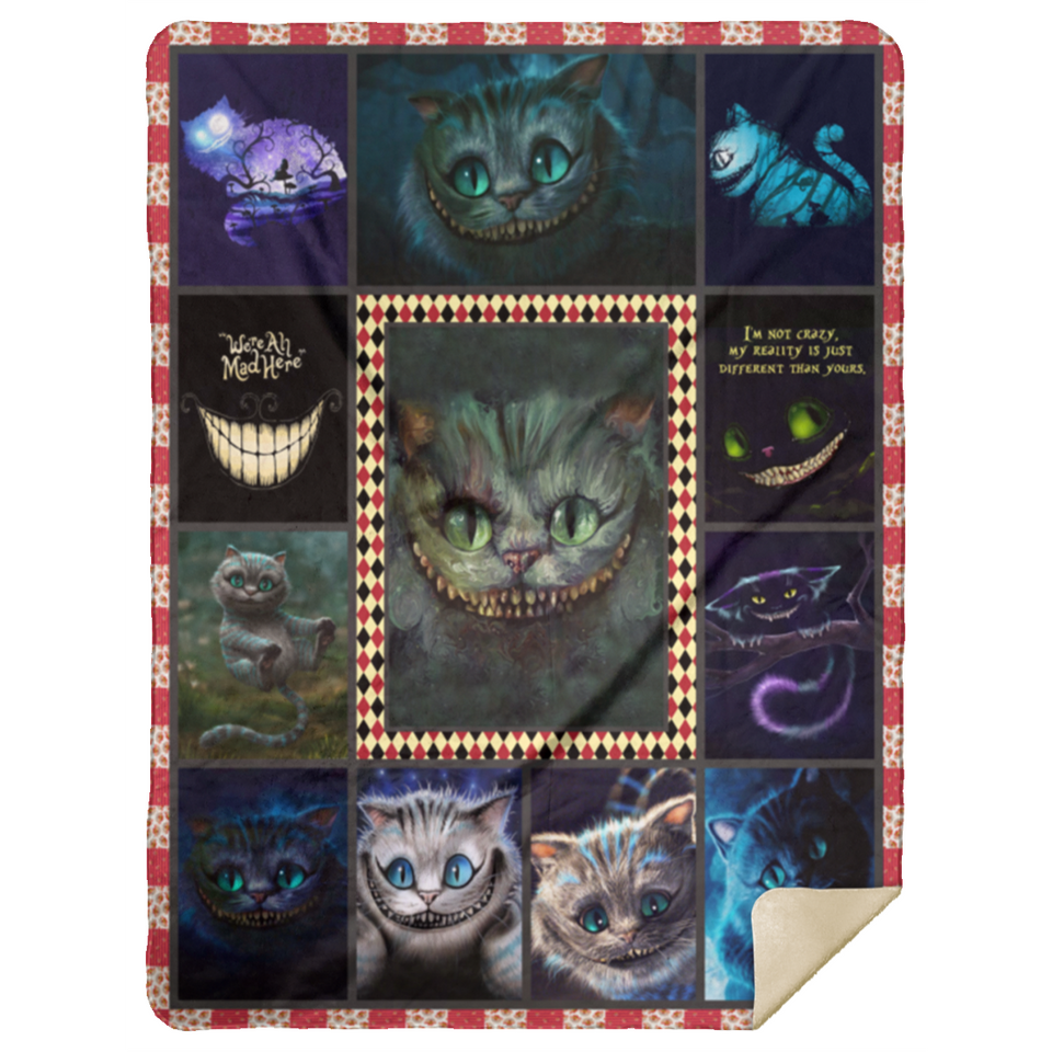 Cheshire Cat Fleece Sherpa Throw Blanket Quilt for Bedroom Living Room MSHL Premium Mink Sherpa Blanket 60x80