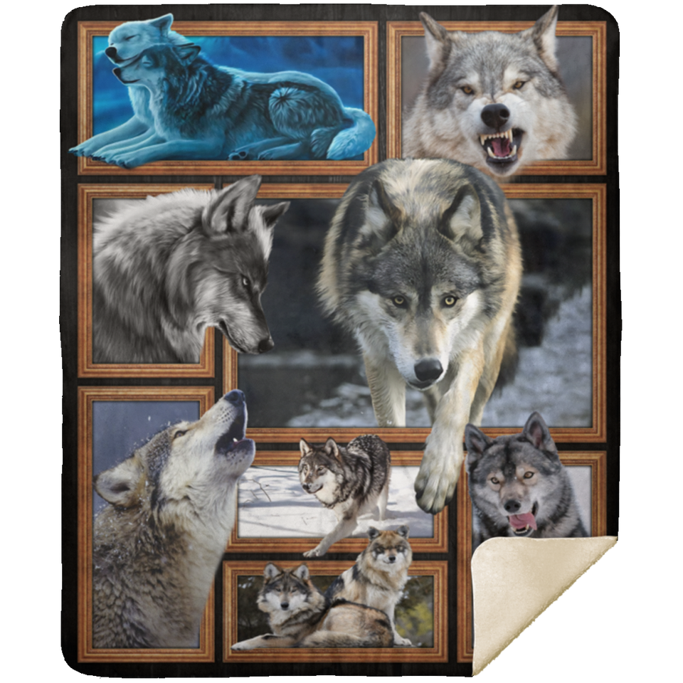WOLVES Blanket, Wolf 3D Fleece, Sherpa Blanket, Wolf Lover Gift Ideas - MSHM Premium Mink Sherpa Blanket 50x60