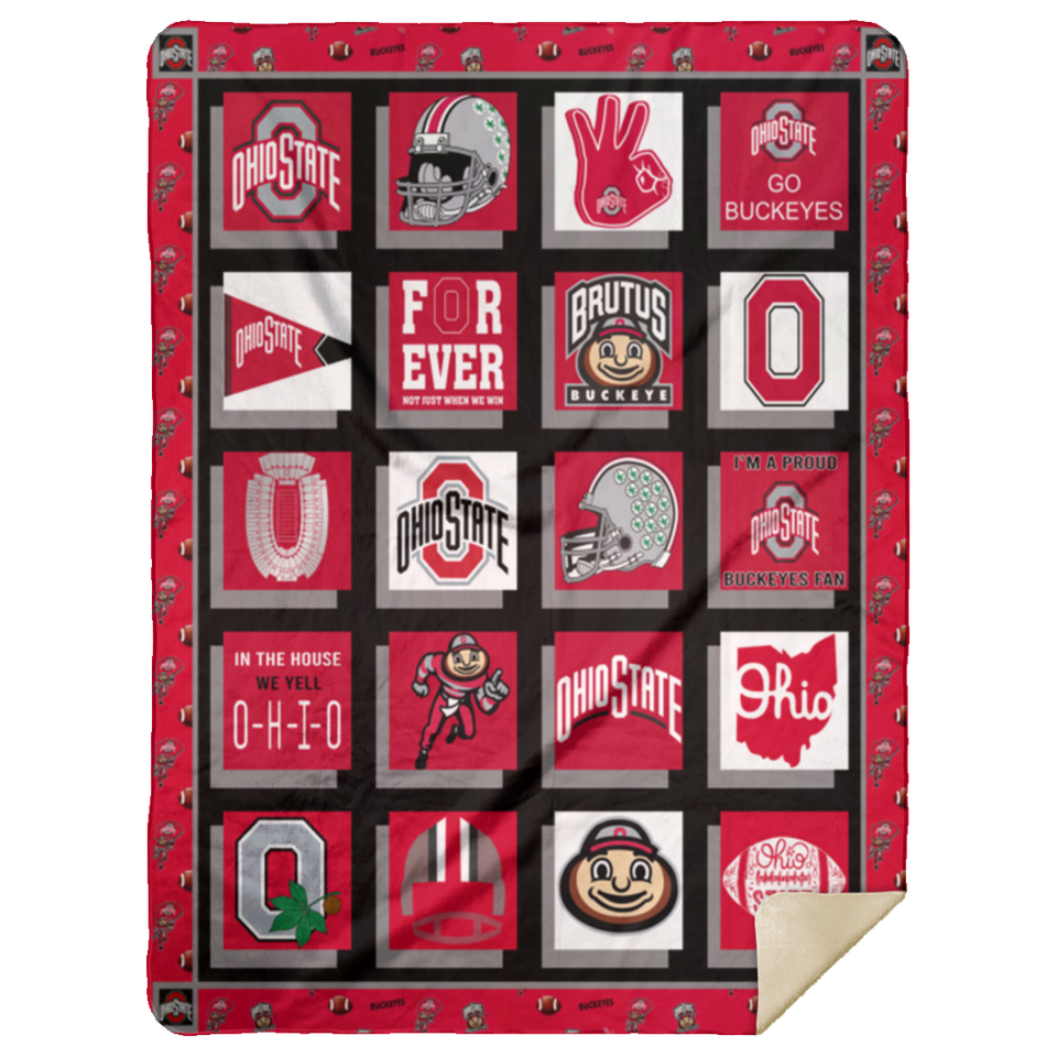 Ohio State Buckeyes Blanket Ohio State Buckeyes Quilt Fleece Sherpa Throw MSHL Premium Mink Sherpa Blanket 60x80