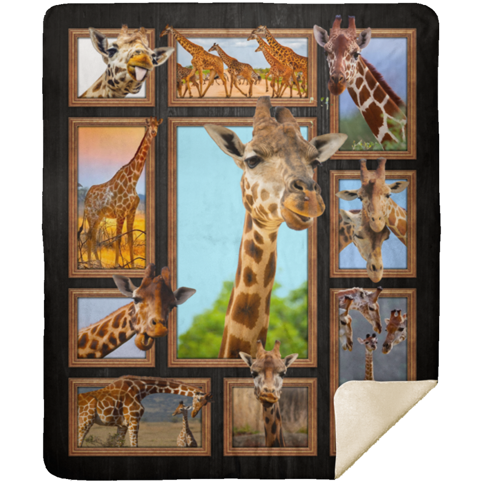 Giraffe Blanket, Giraffe 3D Fleece, Sherpa Blanket, Giraffe Lover Gift Ideas - MSHM Premium Mink Sherpa Blanket 50x60