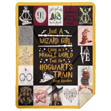 Harry Potter - Just a Wizard girl Blanket Harry Potter Quilt Fleece Sherpa Throw MSHL Premium Mink Sherpa Blanket 60x80