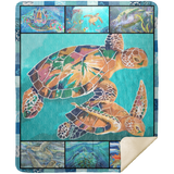 Turtle Blanket Turtle Lover Quilt Fleece Sherpa Throw Blanket Turtle Colorful MSHM Premium Mink Sherpa Blanket 50x60