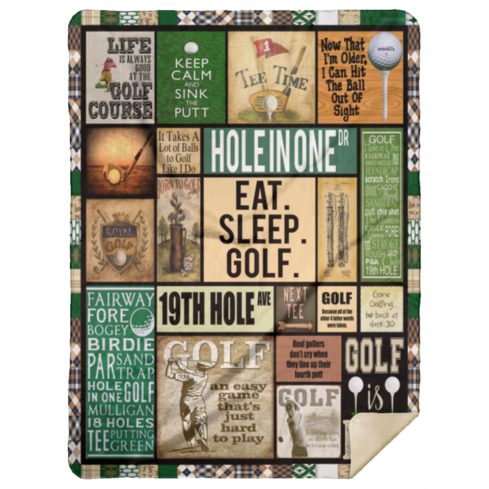 GOLF PATTERN VINTAGE Blanket Golf Player Quilt Fleece Sherpa Throw Blanket MSHL Premium Mink Sherpa Blanket 60x80
