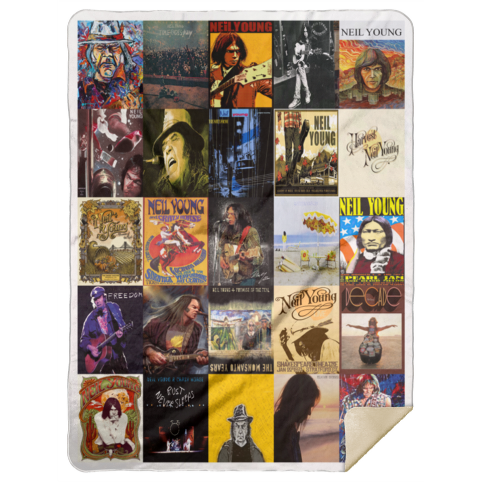 Neil Young Blanket, Rock and Roll Quilt, Fleece, Sherpa Blanket MSHL Premium Mink Sherpa Blanket 60x80