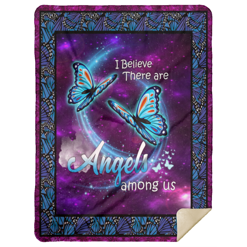 I Believe There Are Angels Among Us Blanket, Butterfly Angel Fleece Blanket MSHL Premium Mink Sherpa Blanket 60x80