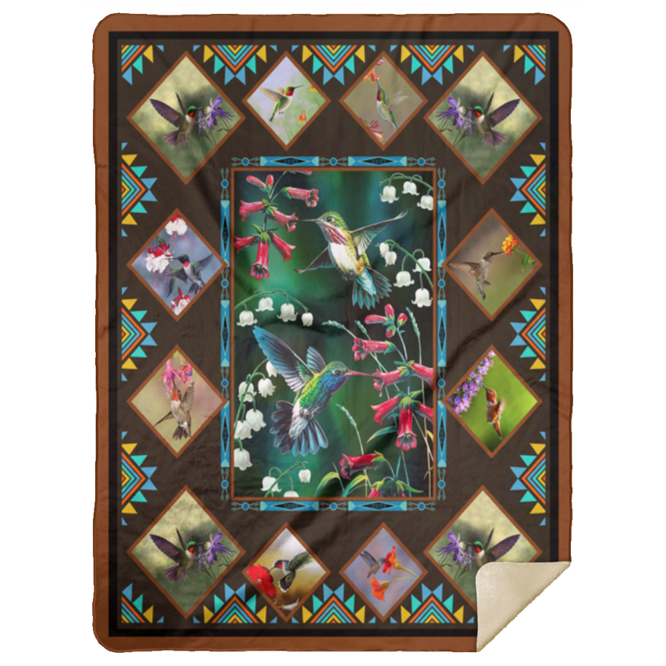 Hummingbird Blanket, Hummingbirds drink nectar Fleece, Sherpa Blanket MSHL Premium Mink Sherpa Blanket 60x80
