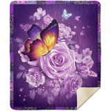 Butterfly And Purple Flower Blanket Butterfly Quilt Fleece Sherpa Throw MSHM Premium Mink Sherpa Blanket 50x60