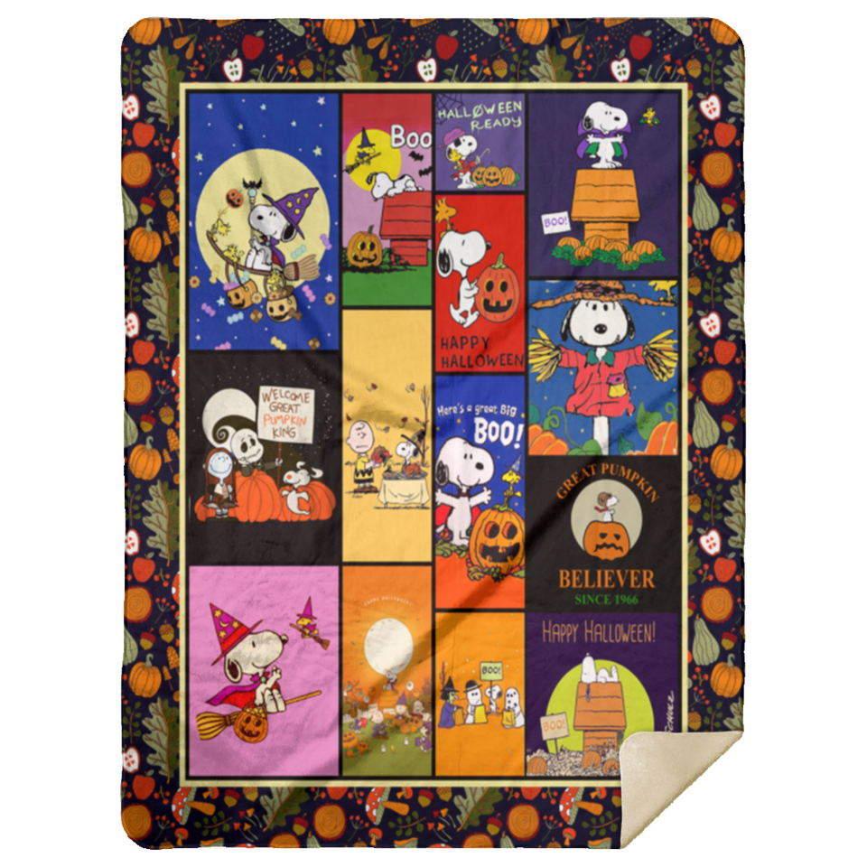 Snoopy Halloween Blanket Fleece Sherpa Throw Quilt Blanket for Bedroom Sofa - MSHL Premium Mink Sherpa Blanket 60x80