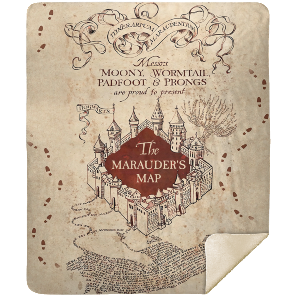 Harry Potter Blanket, The Marauders Map Blanket, Marauder's Map Blanket - MSHM Premium Mink Sherpa Blanket 50x60