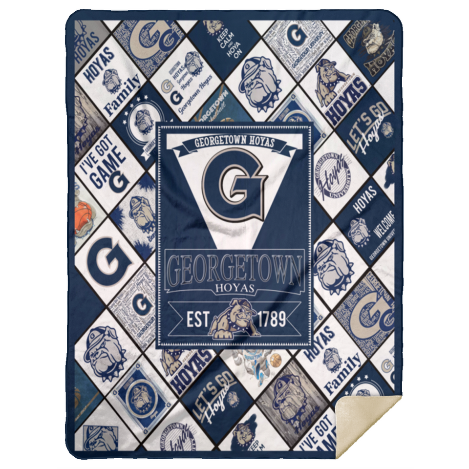 Georgetown Hoyas Blanket, Georgetown Hoyas Fleece, Sherpa Blanket - MSHL Premium Mink Sherpa Blanket 60x80