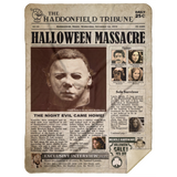 Newspaper M.ichael Myer Blanket, Horror Movie Fleece, Sherpa Blanket MSHL Premium Mink Sherpa Blanket 60x80