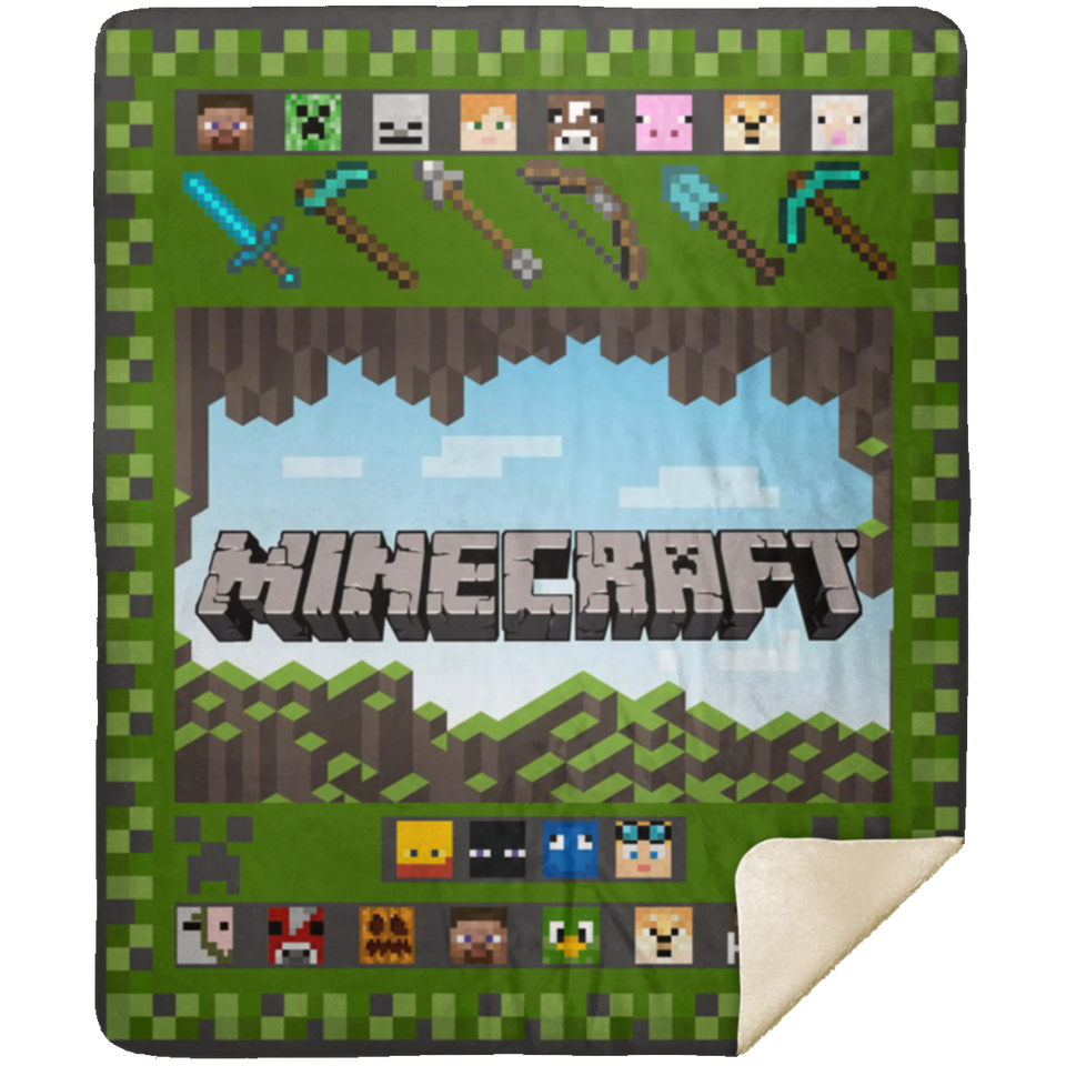 Minecraft Blanket, Minecraft Fleece, Sherpa Blanket Gift Ideas For Gamer MSHM Premium Mink Sherpa Blanket 50x60