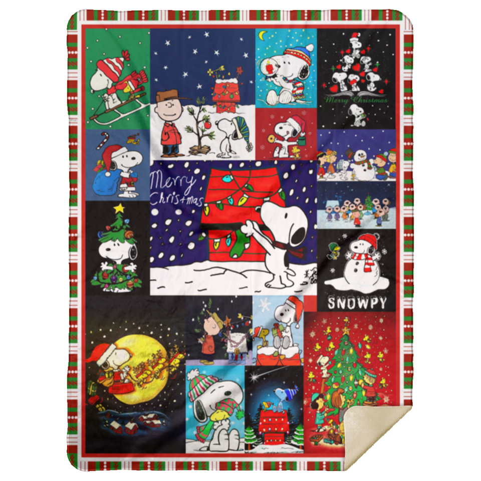 Snoopy Christmas Blanket Snoopy Quilt Fleece Sherpa Throw Blanket Christmas MSHL Premium Mink Sherpa Blanket 60x80
