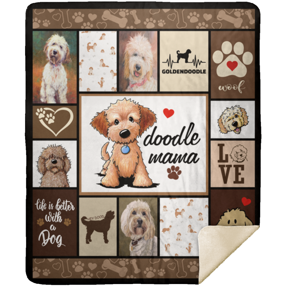 Doodle Mama Quilt Fleece Sherpa Throw Blanket for Bedroom Living Room Sofa - MSHM Premium Mink Sherpa Blanket 50x60