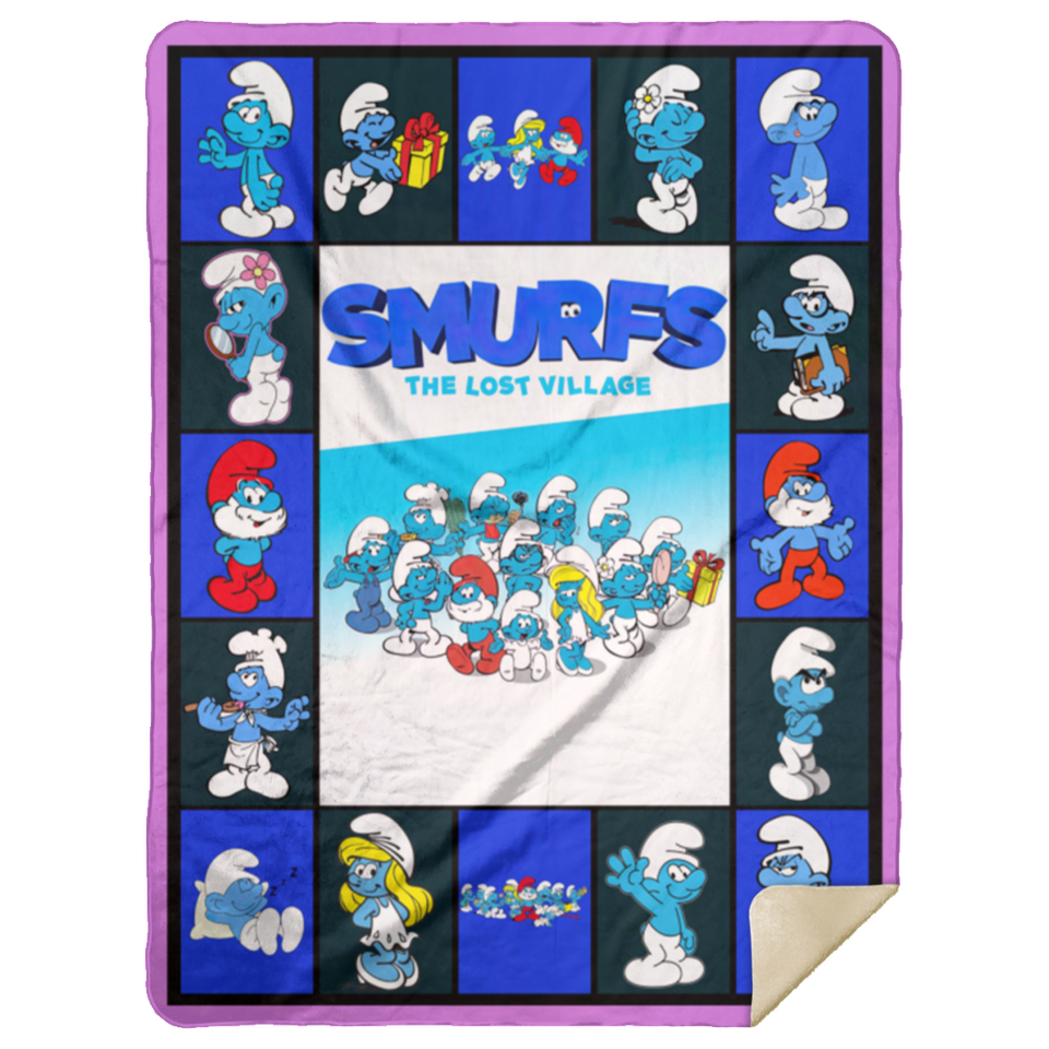 Smurf Blanket, Smurfs - The Lost Village Fleece, Sherpa Blanket MSHL Premium Mink Sherpa Blanket 60x80
