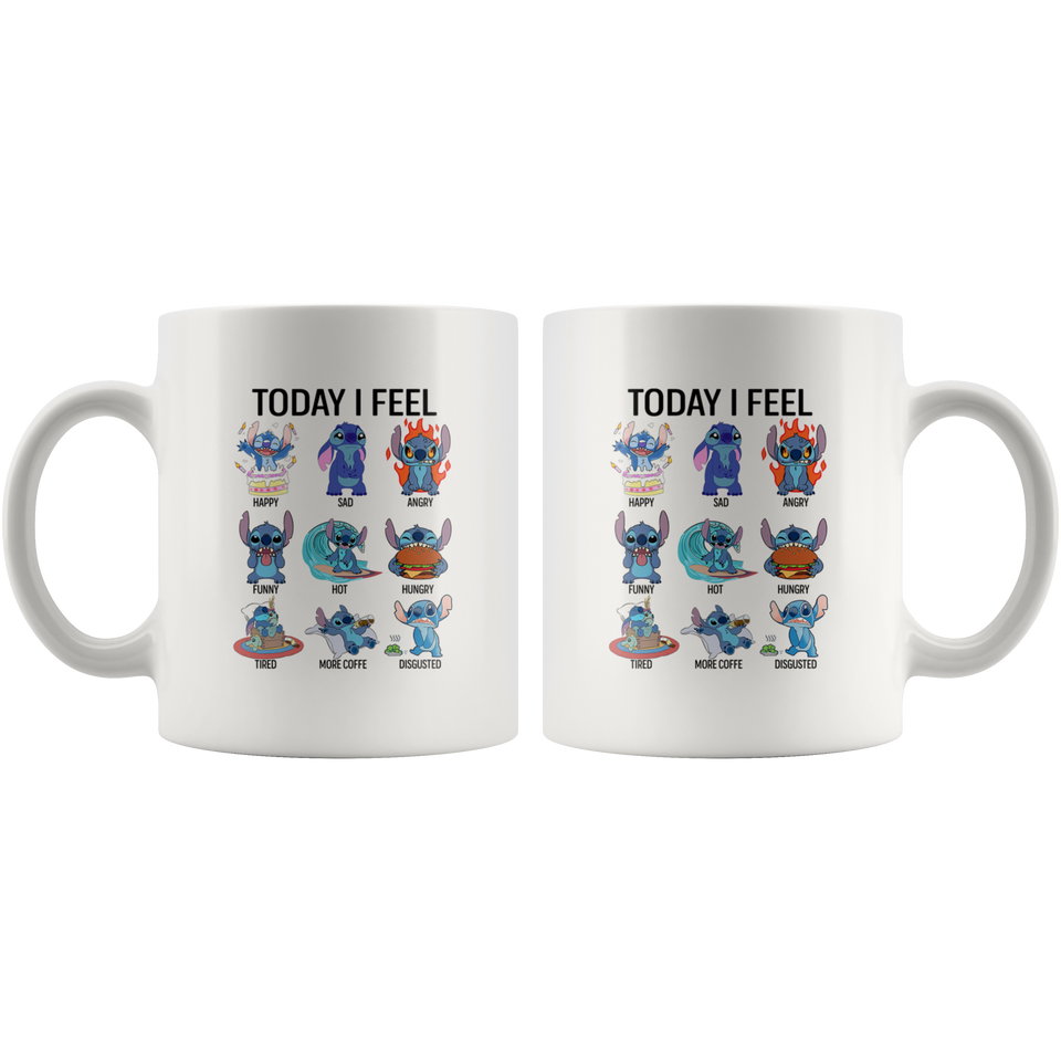 Stitch today I fell Coffee Mug 11OZ, today I fell Mug, today I feel Coffee Mug, today I feel mug, Stitch Coffee Mug - TL