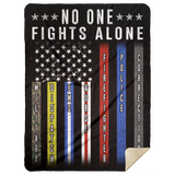 No One Fights Alone First Responders Thin Line American Flag Birthday Christmas Fleece Sherpa Blanket Bed Throw Tapestry Wall Hanging- MSHL Premium Mink Sherpa Blanket 60x80