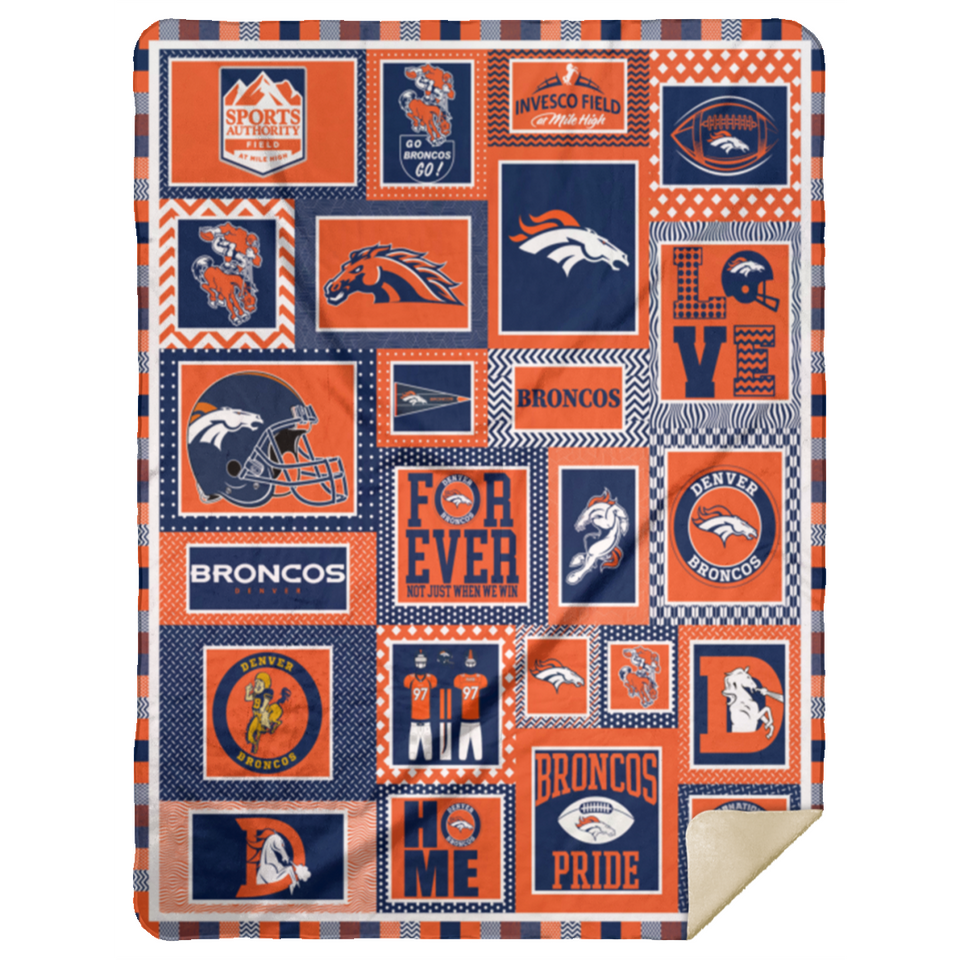 Denver Broncos Ver2 Blanket Fleece Sherpa Throw Blanket for Bedroom Sofa - MSHL Premium Mink Sherpa Blanket 60x80