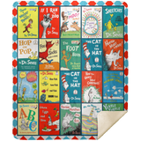 Dr. Seuss Books Blanket, Dr. Seuss Books Fleece, Sherpa Blanket MSHM Premium Mink Sherpa Blanket 50x60