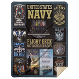 U.S. Navy Blanket Army Quilt U.S. Flag Blanket Fleece Sherpa Throw Veteran - MSHL Premium Mink Sherpa Blanket 60x80