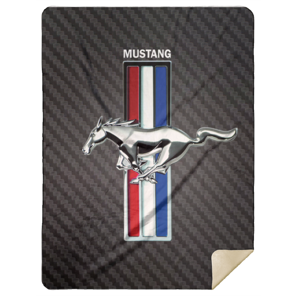 Ford Mustang Quilt Fleece Sherpa Throw Blanket for Bedroom Living Room Sofa - MSHL Premium Mink Sherpa Blanket 60x80