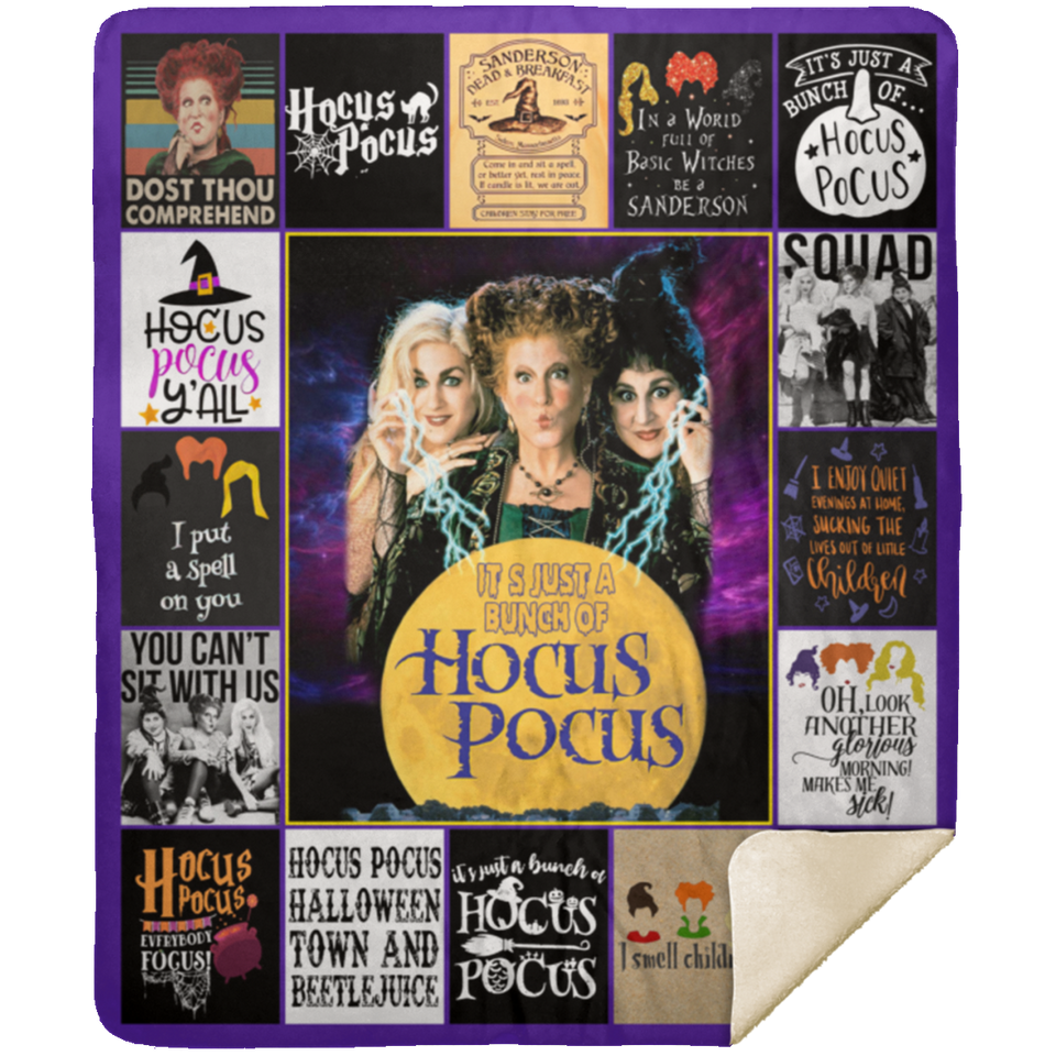Hocus Pocus Blanket Halloween Quilt Fleece Sherpa Throw Blanket Witch Squad - MSHM Premium Mink Sherpa Blanket 50x60
