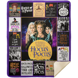 Hocus Pocus Blanket Halloween Quilt Fleece Sherpa Throw Blanket Witch Squad - MSHM Premium Mink Sherpa Blanket 50x60