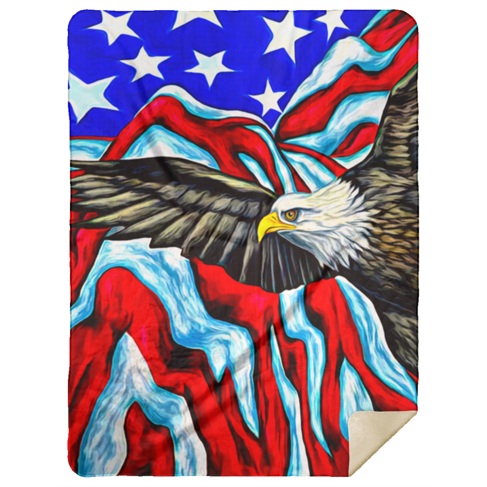 Eagle Flag Blanket, American Eagle Fleece, Sherpa Blanket Gift Idea MSHL Premium Mink Sherpa Blanket 60x80
