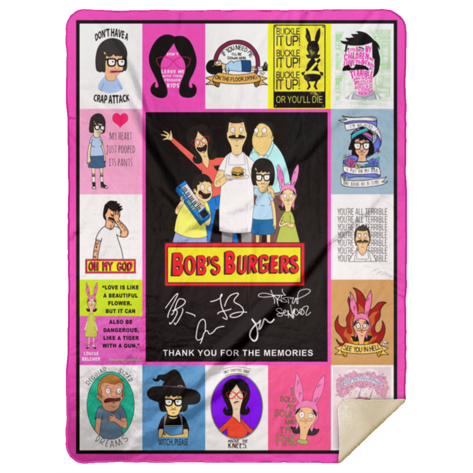 Bob's Burger Fleece Sherpa Blanket Quilt Supper Soft Lightweight Blanket for Bedroom Living Room Sofa - MSHL Premium Mink Sherpa Blanket 60x80