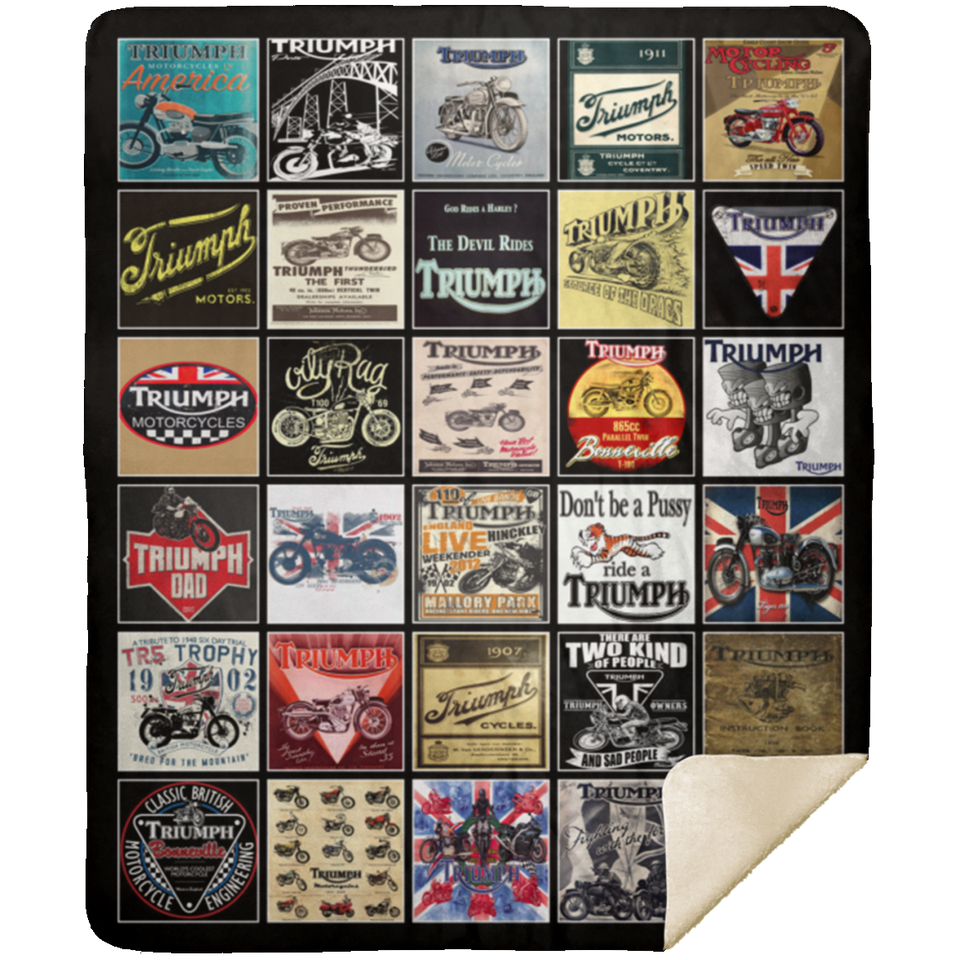 Triumph Motorcycles Blanket Triumph For Fans Quilt Fleece Sherpa Blanket - MSHM Premium Mink Sherpa Blanket 50x60