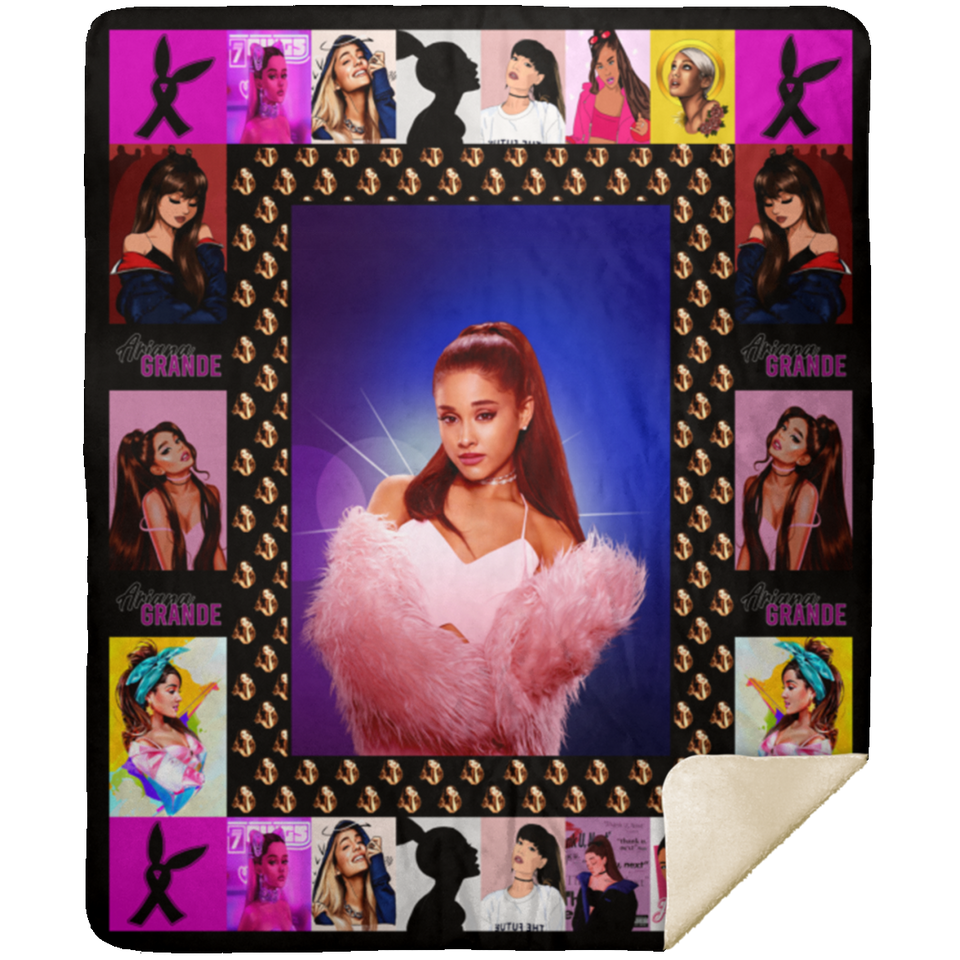 Ariana Grande illus Fleece Sherpa Throw Quilt Blanket for Bedroom Living Room - MSHM Premium Mink Sherpa Blanket 50x60