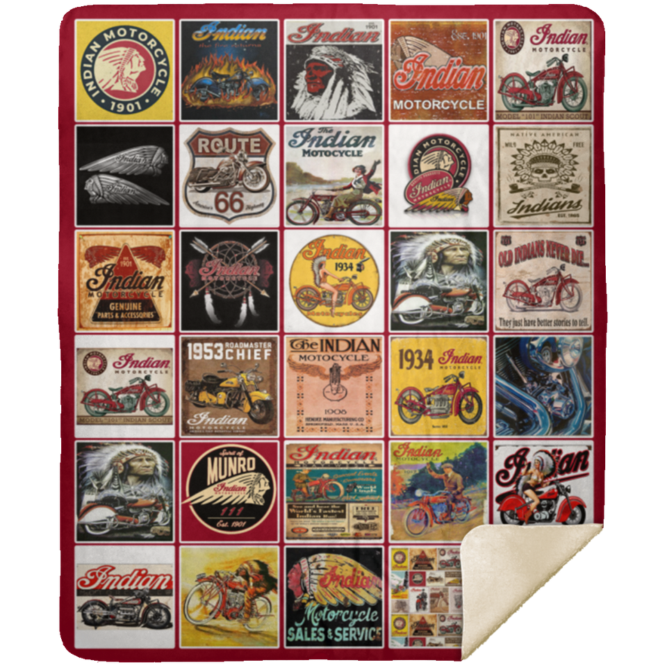 Indian Blanket Motorcycle Fleece Sherpa Blanket Quilt Supper Soft Lightweight Blanket for Bedroom Living Room Sofa - MSHM Premium Mink Sherpa Blanket 50x60